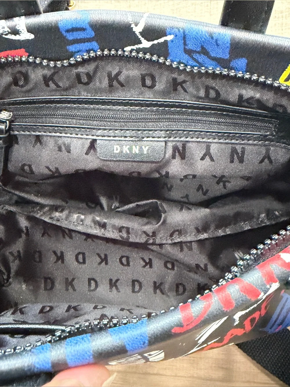 DKNY Graffiti Print Shoulder Bag Dual Handles New York Street Art Zip Crossbody